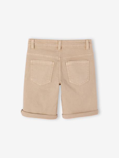 Boy's 5-pocket bermuda shorts clay beige+emerald green+grey blue+terracotta - vertbaudet enfant 
