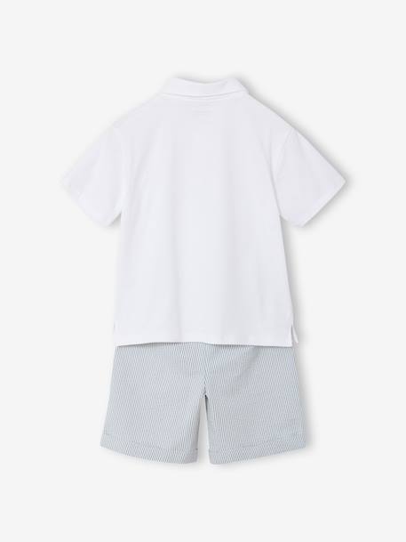 Boy's polo shirt and shorts set striped green - vertbaudet enfant 