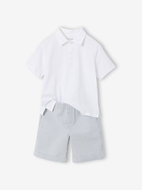 Boy's polo shirt and shorts set striped green - vertbaudet enfant 