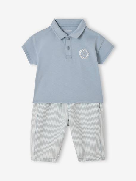 Ensemble polo pantalon bébé garçon rayé bleu - vertbaudet enfant 