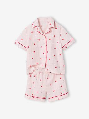 Fille-Ensemble pyjama short fraise