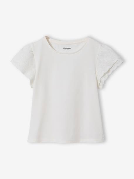 Girl's short-sleeved t-shirt ecru - vertbaudet enfant 