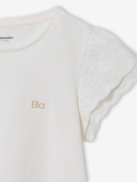 Girl's short-sleeved t-shirt ecru - vertbaudet enfant 
