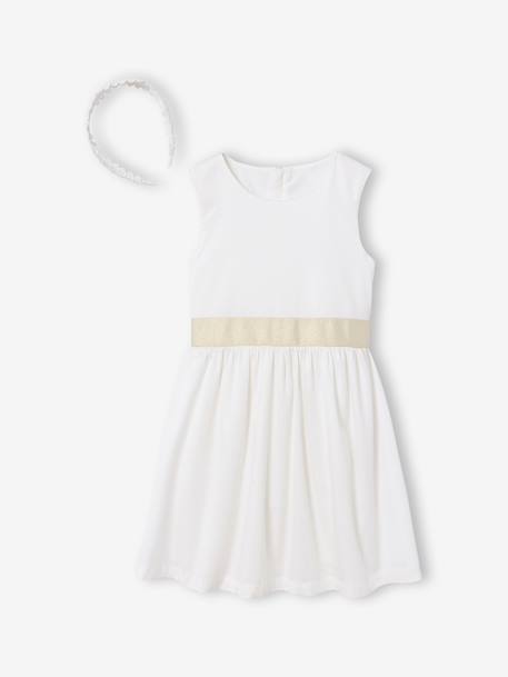 Set of skater dress, bolero and band for head accessories for hair sage green+white - vertbaudet enfant 