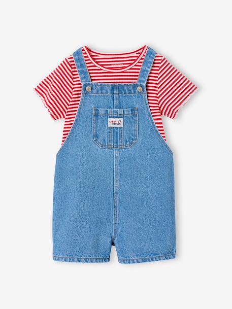 Dungaree and t-shirt set medium blue - vertbaudet enfant 