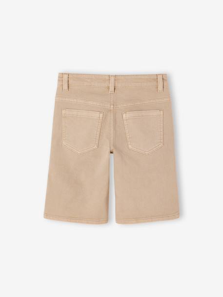 Boy's 5-pocket bermuda shorts clay beige+emerald green+grey blue+terracotta - vertbaudet enfant 