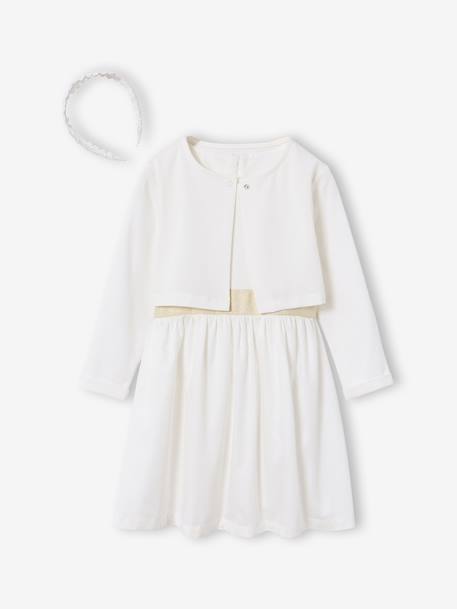 Set of skater dress, bolero and band for head accessories for hair sage green+white - vertbaudet enfant 