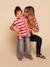 Girl's short-sleeved striped t-shirt - family capsule dusky pink - vertbaudet enfant 