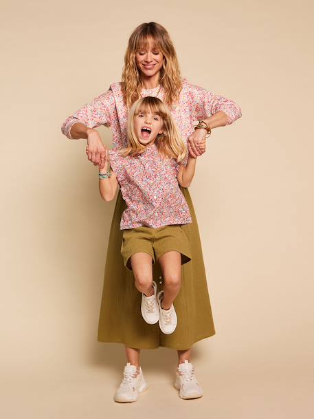 Girl's cotton gauze shorts - family capsule olive - vertbaudet enfant 