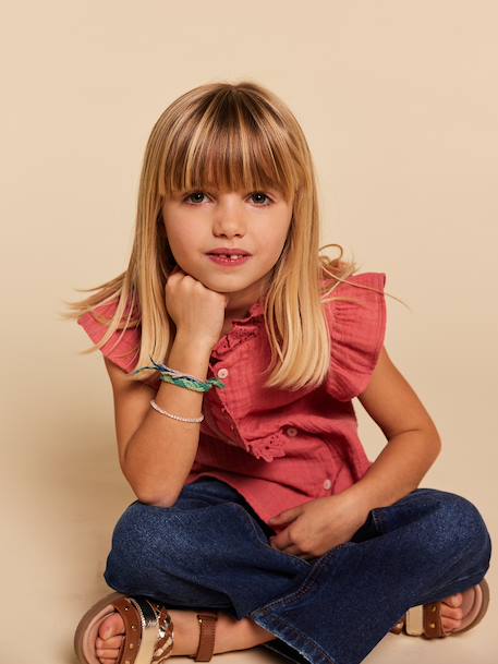 Ruffled shirt old rose - vertbaudet enfant 