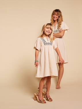 Robe brodée fille Capsule mère-fille - vertbaudet enfant -Robe brodée fille Capsule mère-fille