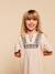 Girl's embroidered gauze dress, knee-length sandy beige - vertbaudet enfant 