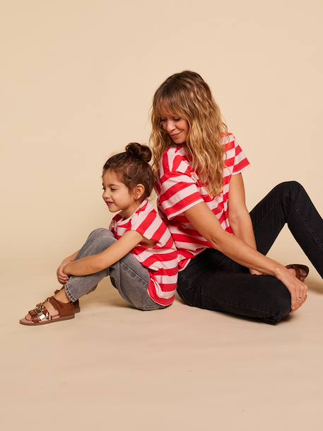 Striped 'sunshine' t-shirt dusky pink - vertbaudet enfant 