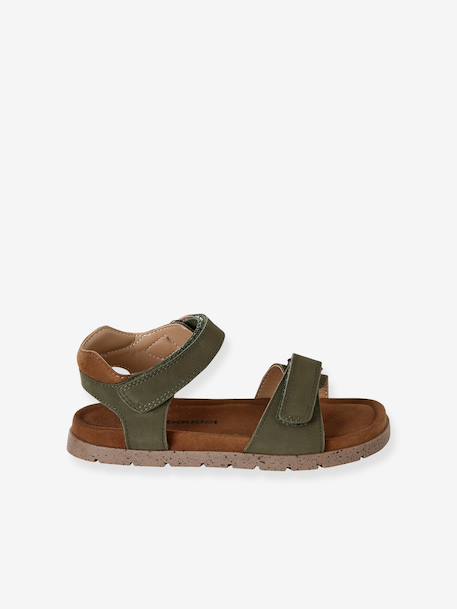 Sandales scratchées cuir enfant kaki+marine+sable - vertbaudet enfant 
