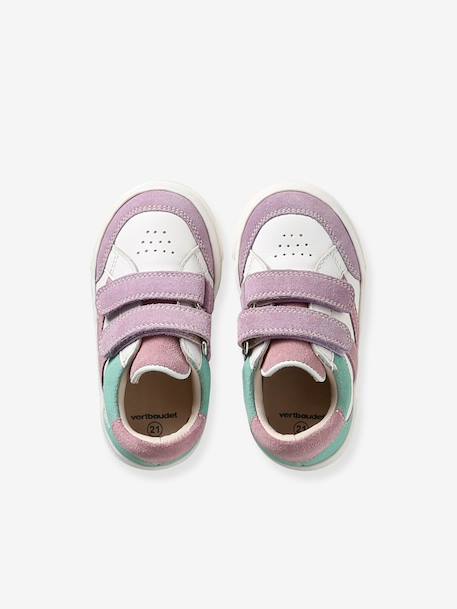 Baskets bébé cuir à scratchs lot violet - vertbaudet enfant 