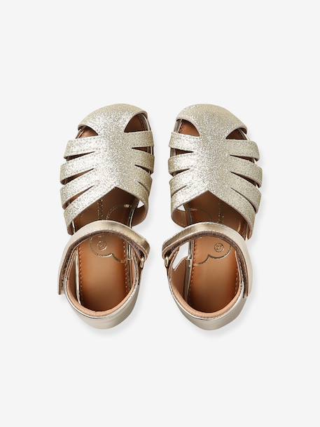 Girls' open leather ballerinas gold - vertbaudet enfant 
