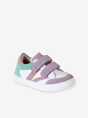 Shoes-Baby Footwear-Leather trainers with hook and loop tape for babies 