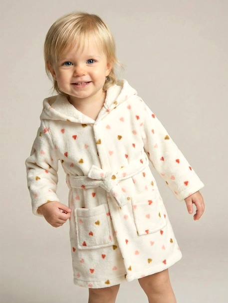 COEUR baby bathrobe, with recycled cotton printed white - vertbaudet enfant 