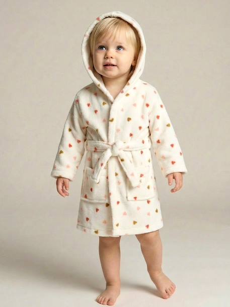 COEUR baby bathrobe, with recycled cotton printed white - vertbaudet enfant 