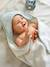 Customisable cotton muslin bath cape and wash mitt MARGUERITE printed blue - vertbaudet enfant 