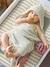 Bath Cape In Jacquard Stripes + Wash Mitt sage green - vertbaudet enfant 