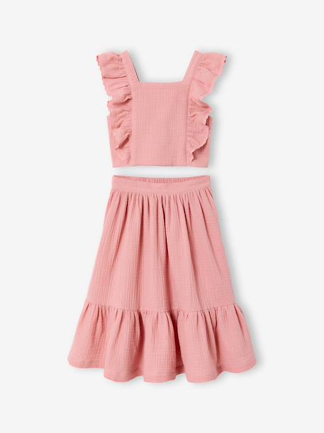 Occasion Wear Blouse & Frilled Skirt Combo blush+sage green - vertbaudet enfant 