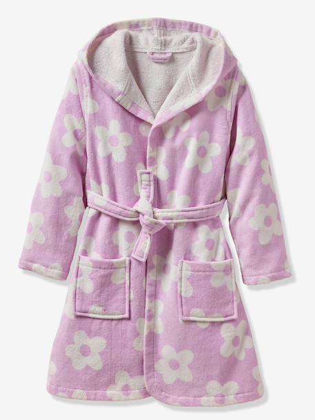 Customisable MARGUERITE bathrobe for children, with recycled cotton mauve - vertbaudet enfant 