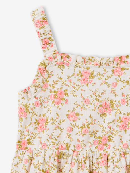 Robe mi longue imprimée fleurs écru - vertbaudet enfant 