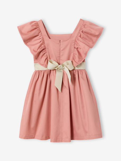 Occasion Wear Dress with Golden Sash for Girls blush+white - vertbaudet enfant 