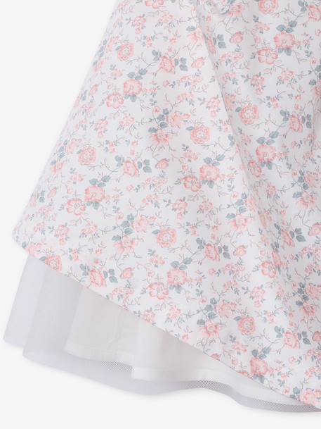 Occasion Wear Dress with Floral Print, for Girls light blue+pale pink+printed pink+printed white+white - vertbaudet enfant 