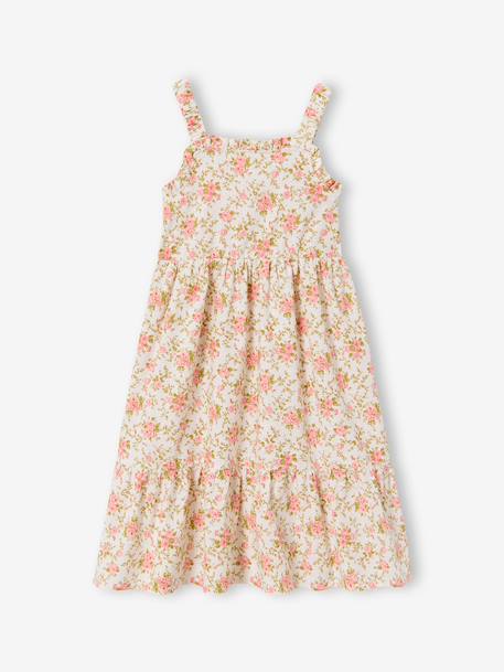 Robe mi longue imprimée fleurs écru - vertbaudet enfant 