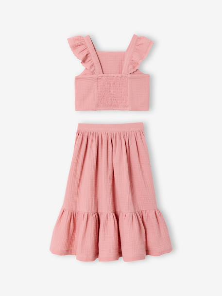 Occasion Wear Blouse & Frilled Skirt Combo blush+sage green - vertbaudet enfant 