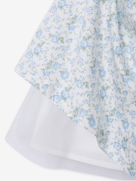 Occasion Wear Dress with Floral Print, for Girls light blue+pale pink+printed pink+printed white+white - vertbaudet enfant 
