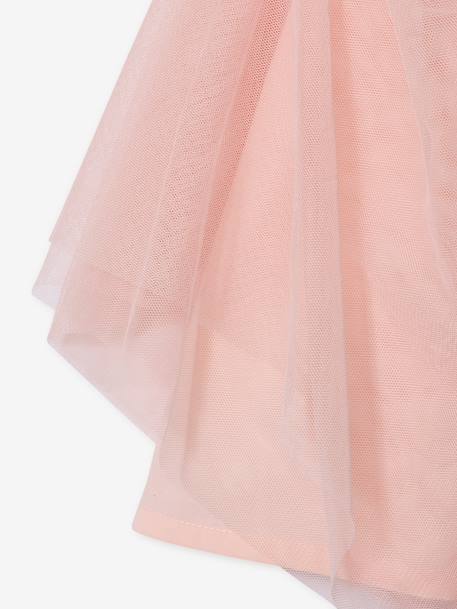 Ruffled Occasion Wear Dress in Cotton Gauze & Tulle, for Girls ecru+pale pink+sage green+white - vertbaudet enfant 