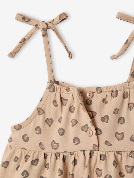 Baby girl's organic cotton dress with braces beige+striped pink - vertbaudet enfant 
