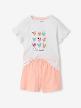 Fille-Lot 2 pyjashort cœurs
