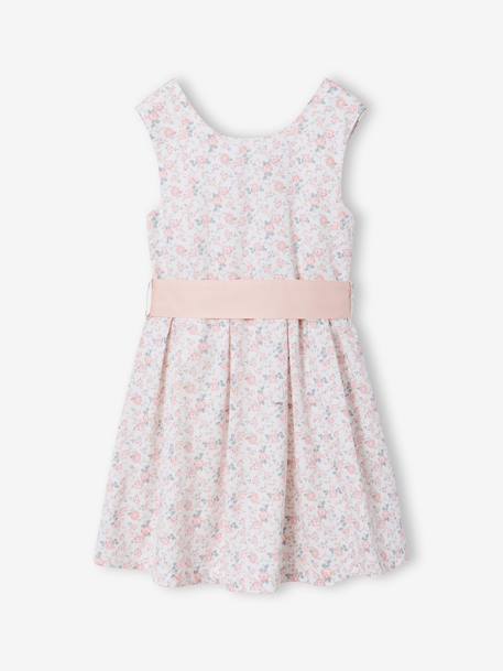 Occasion Wear Dress with Floral Print, for Girls light blue+pale pink+printed pink+printed white+white - vertbaudet enfant 