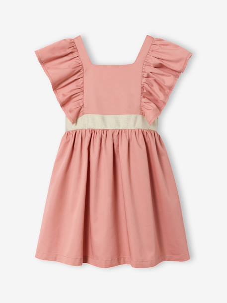 Occasion Wear Dress with Golden Sash for Girls blush+white - vertbaudet enfant 