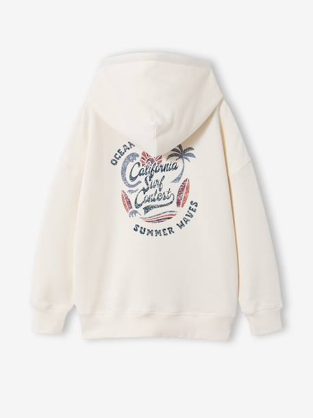 Hooded sweatshirt for boys with oversized back print ecru - vertbaudet enfant 