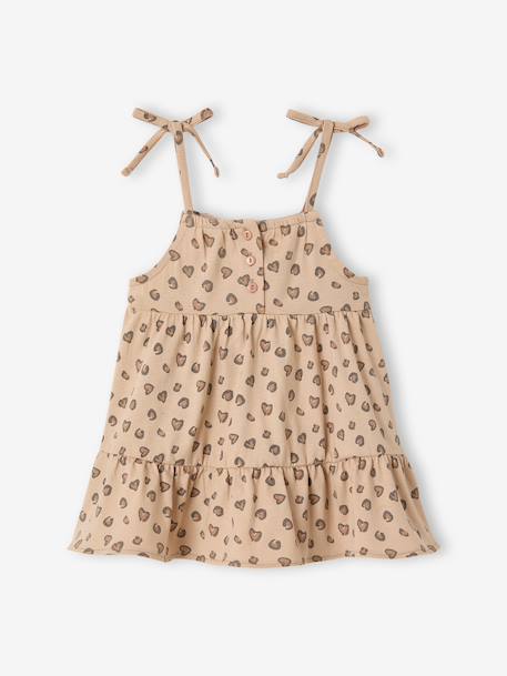 Robe bébé fille bretelles coton bio beige+rayé rose - vertbaudet enfant 