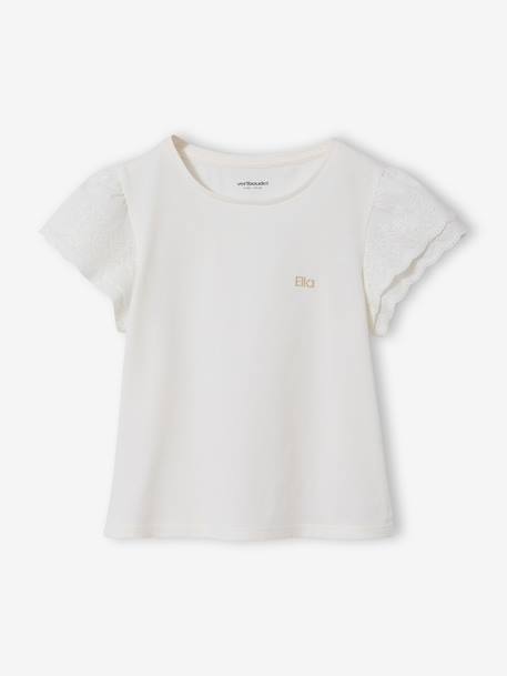 T-shirt manches courtes fille écru - vertbaudet enfant 