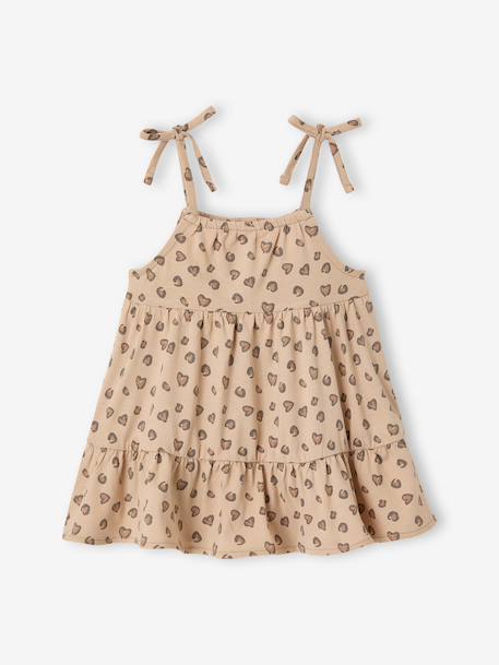 Robe bébé fille bretelles coton bio beige+rayé rose - vertbaudet enfant 