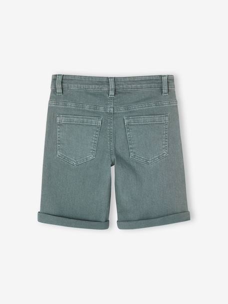 Boy's 5-pocket bermuda shorts clay beige+emerald green+grey blue+terracotta - vertbaudet enfant 