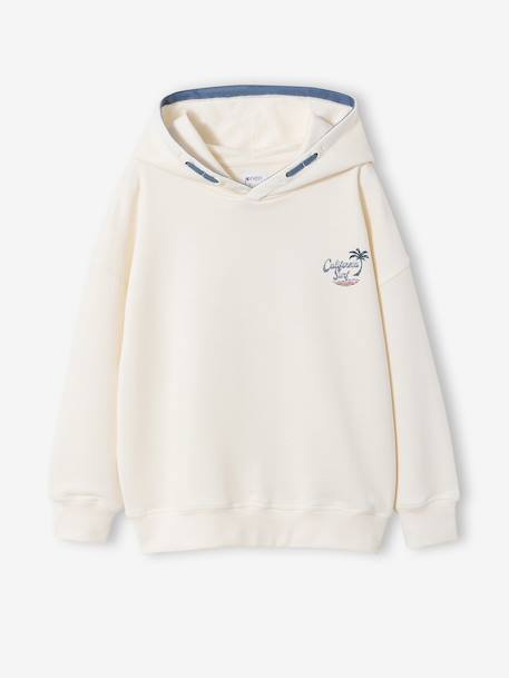 Hooded sweatshirt for boys with oversized back print ecru - vertbaudet enfant 