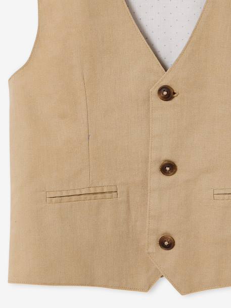 Occasion Wear Cotton/Linen Waistcoat for Boys beige+Beige+blue+Dark Blue+sage green - vertbaudet enfant 