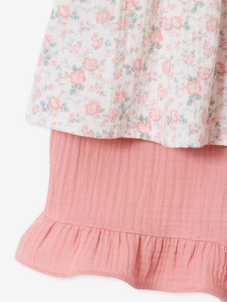 Cotton gauze short and top set blush+sage green - vertbaudet enfant 