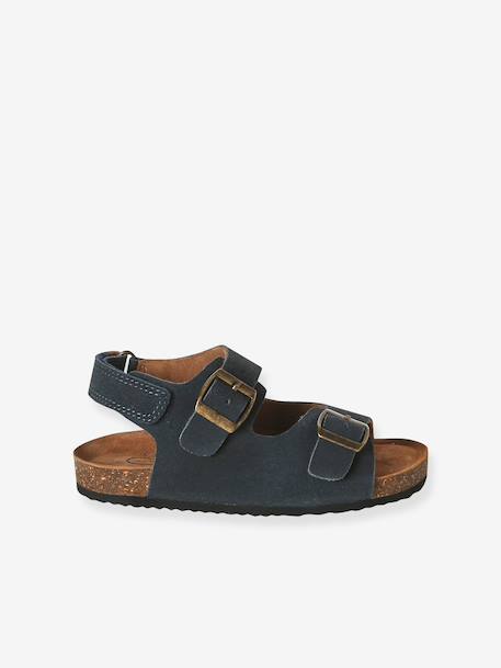 Boys' leather buckle sandals blue - vertbaudet enfant 