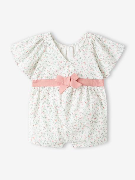 Floral playsuit for baby girls printed white - vertbaudet enfant 