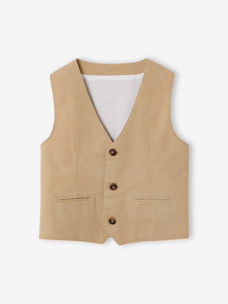 Veste garçon cérémonie sans manches en coton/ lin beige+beige clair+bleu+marine foncé+vert sauge - vertbaudet enfant 