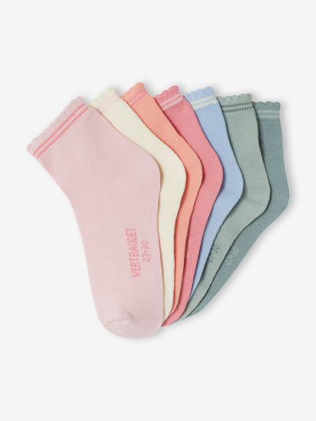 Pack of 7 Pairs of Socks for Girls dusky pink - vertbaudet enfant 